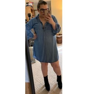 Light Wash Denim Shirt Dress